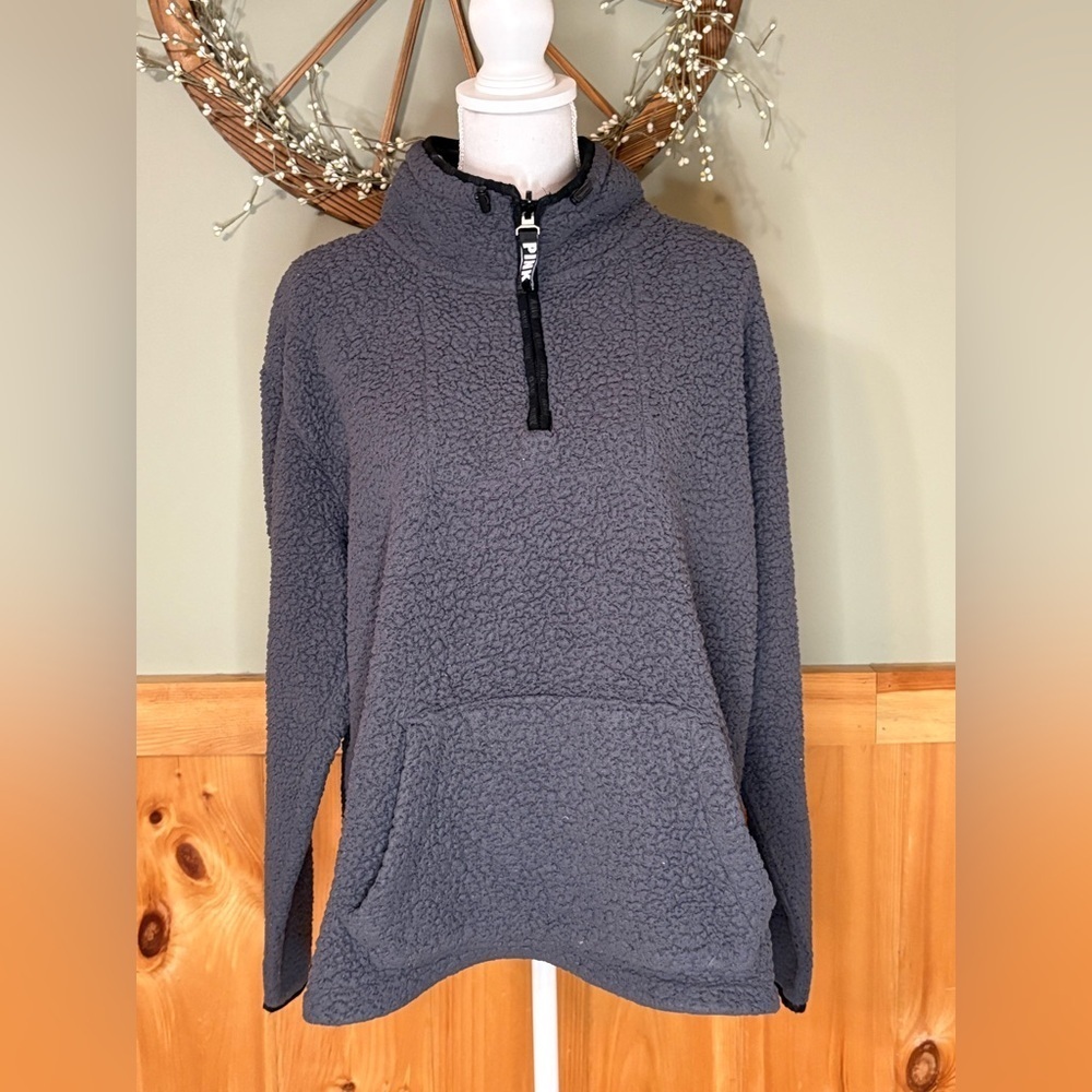 Victoria's Secret Pink Label Gray Sherpa with pocket size L